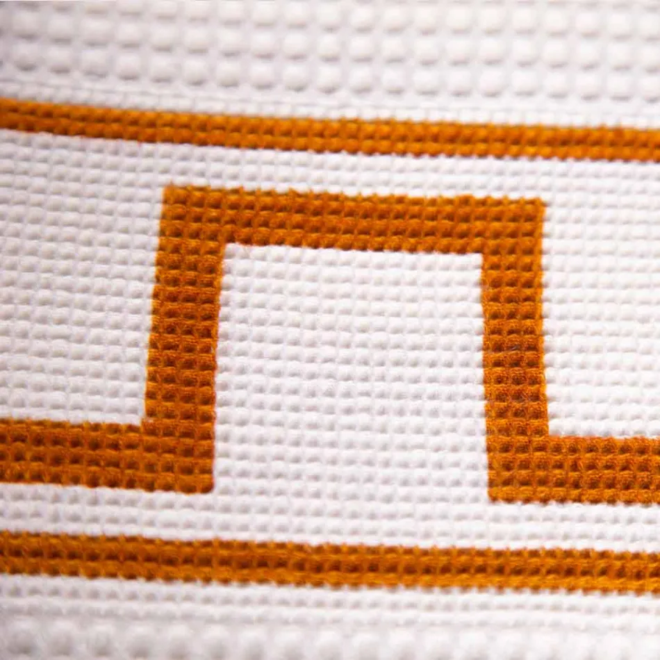 Eendelige Italiaanse katoenen handgedrukte kunsthanddoek - merken Viadurini