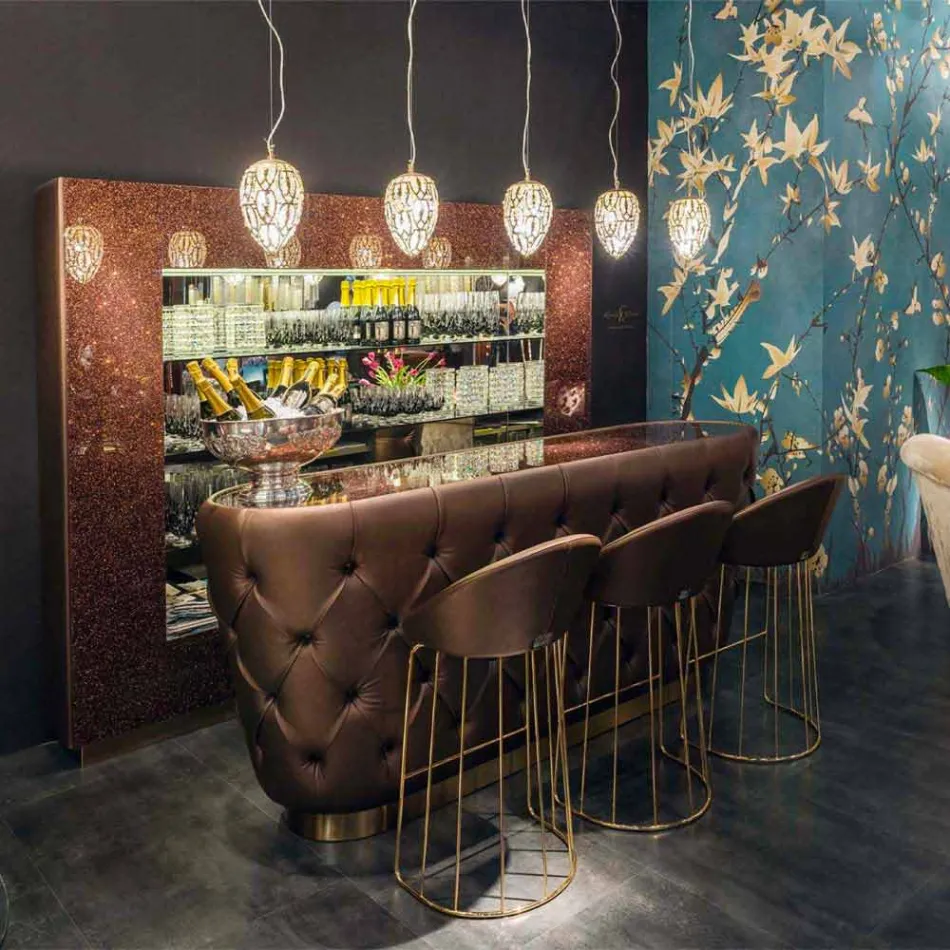 Barteller met glitterglazen blad Made in Italy, luxe - Calcutta Viadurini