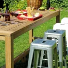 Buitenbar 250x70 cm gemaakt van gerecycled teakhout - Uitzicht Viadurini