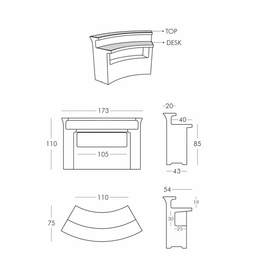 Heldere bar Moderne slide bar gemaakt in Italië Viadurini