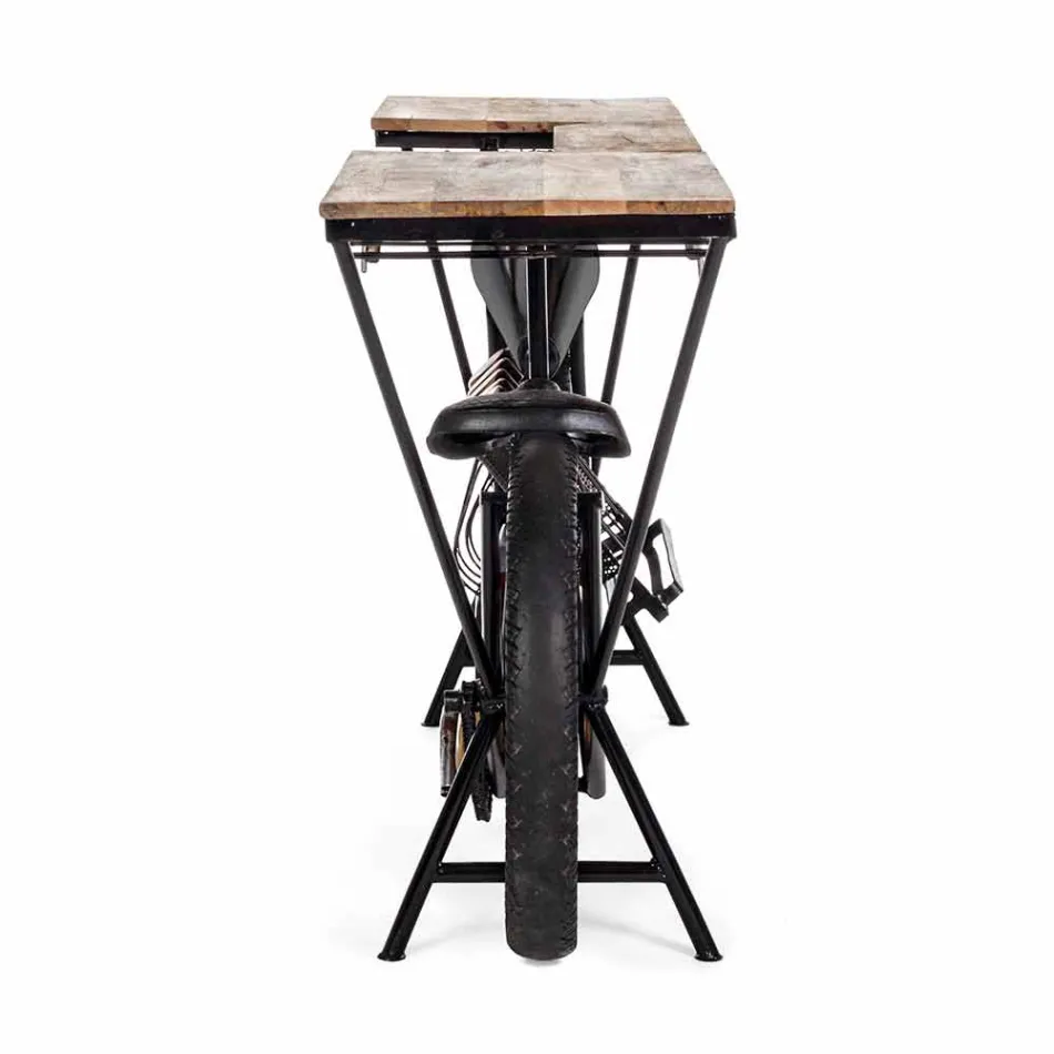 Modern design consolestang in mangohout en stalen motorfiets - sjalot Viadurini