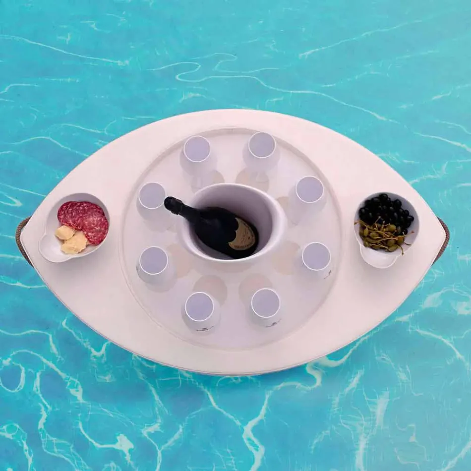 Trona varen witte eco-lederen drijvende bar gemaakt in Italië Viadurini