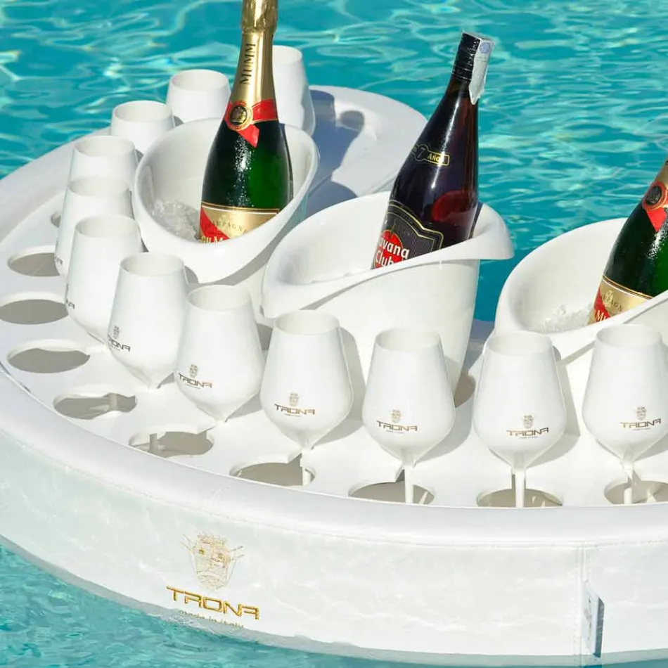 Swim-up bar Trona kunstleer wit nautische en plexiglas Viadurini