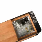 Moderne mobiele bar op wielen ontwerp met houten en stalen tafel - Giancalliope Viadurini