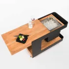 Moderne mobiele bar op wielen ontwerp met houten en stalen tafel - Giancalliope Viadurini
