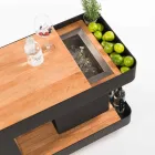 Moderne mobiele bar op wielen ontwerp met houten en stalen tafel - Giancalliope Viadurini