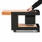 Moderne mobiele bar op wielen ontwerp met houten en stalen tafel - Giancalliope Viadurini