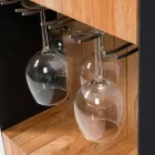 Moderne mobiele bar op wielen ontwerp met houten en stalen tafel - Giancalliope Viadurini