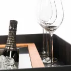 Moderne mobiele bar op wielen ontwerp met houten en stalen tafel - Giancalliope Viadurini