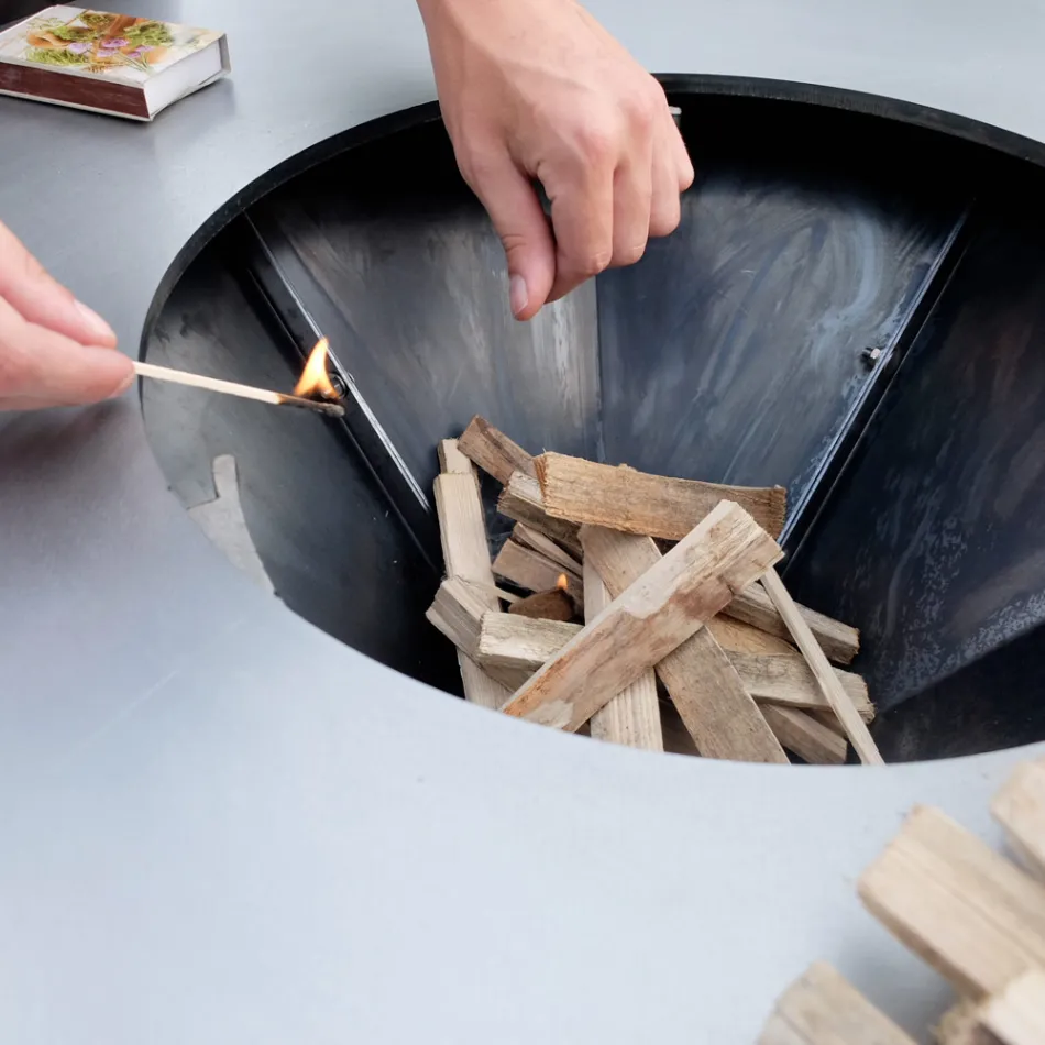 Met kookplaat en houthoudercompartiment - Giorgione Viadurini