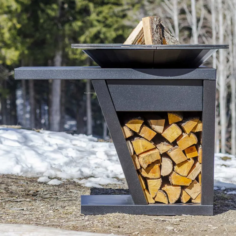 Met kookplaat en houthoudercompartiment - Giorgione Viadurini