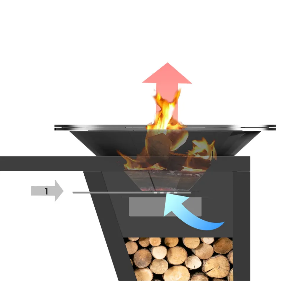 Met kookplaat en houthoudercompartiment - Giorgione Viadurini