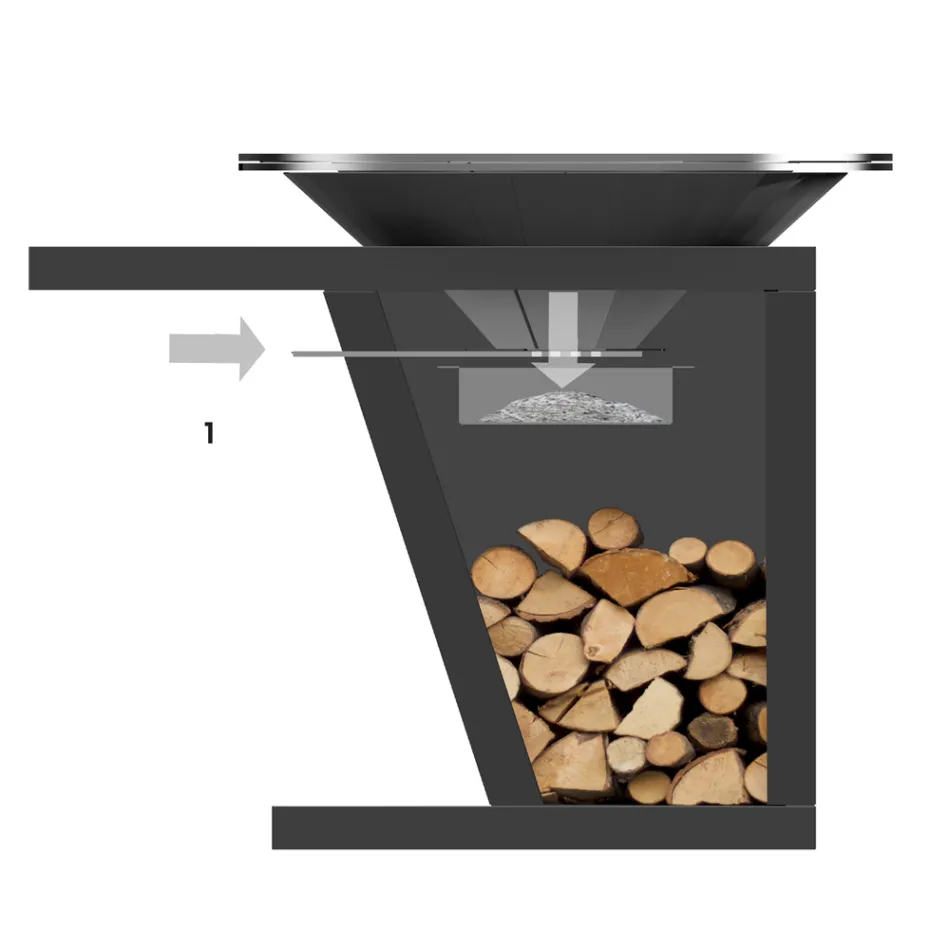 Met kookplaat en houthoudercompartiment - Giorgione Viadurini