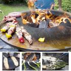 Houtgestookte barbecue met kookplaat en houthoudercompartiment - Ferran Viadurini