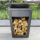 Houtgestookte Barbecue Met Kookplaat En Houten Houdercompartiment - Ferran Viadurini