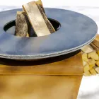 Houtgestookte Barbecue Met Kookplaat En Houten Houdercompartiment - Ferran Viadurini