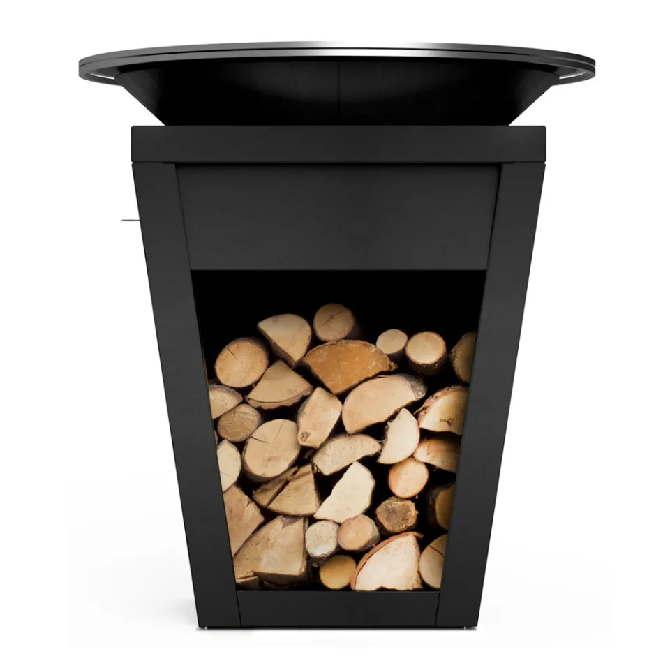 Houtgestookte Barbecue Met Kookplaat En Houten Houdercompartiment - Ferran Viadurini