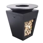 Houtgestookte Barbecue Met Kookplaat En Houten Houdercompartiment - Ferran Viadurini