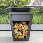 Houtgestookte Barbecue Met Kookplaat En Houten Houdercompartiment - Ferran Viadurini