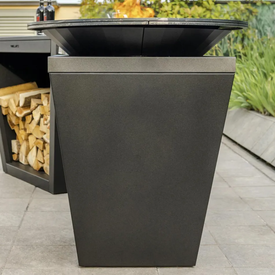 Houtgestookte Barbecue Met Kookplaat En Houten Houdercompartiment - Ferran Viadurini