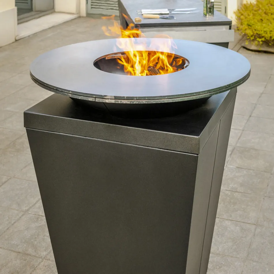 Houtgestookte Barbecue Met Kookplaat En Houten Houdercompartiment - Ferran Viadurini