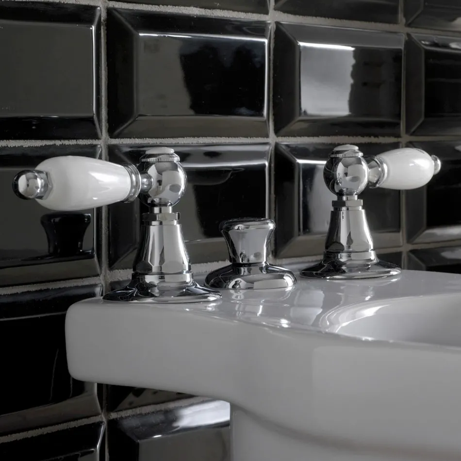 Bidetmengkraan met 3 gaten en interne messing Levering Made in Italy - Noriana Viadurini