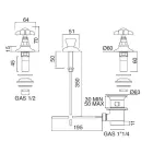 3-gats bidetmengkraan met interne messing levering en vlinderhandgrepen - Miriano Viadurini