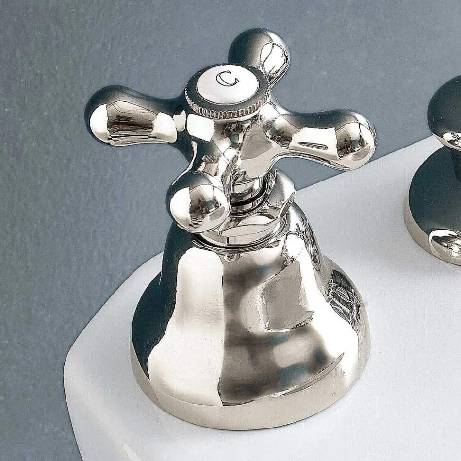 3-gaats bidetmengkraan Afvoer Interne levering Handgemaakt messing - Ercolina Viadurini