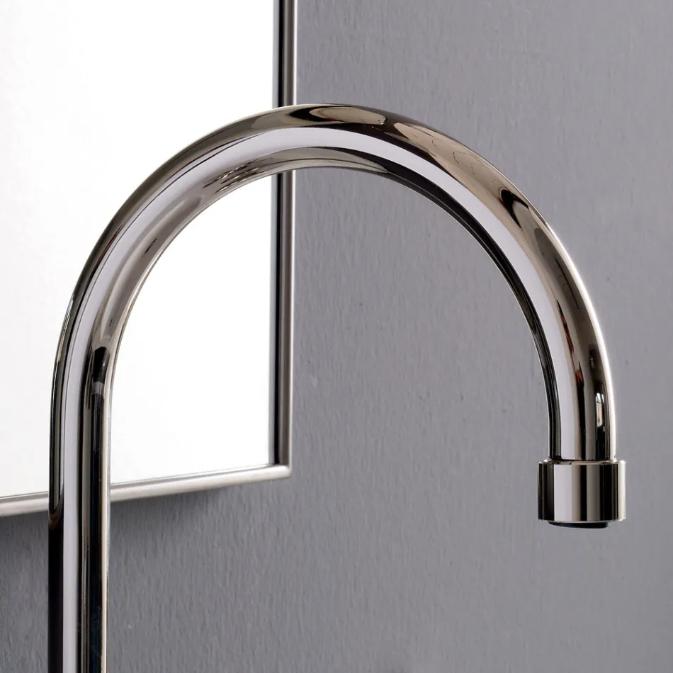 3-gats wastafelmengkraan met hoge uitloop in nikkelafwerking Made in Italy - Rood Viadurini