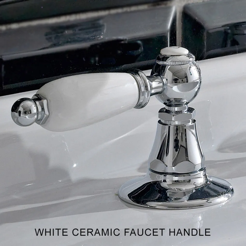 3-gats wastafelmengkraan met klassieke hendels in handgemaakt messing - Noriana Viadurini