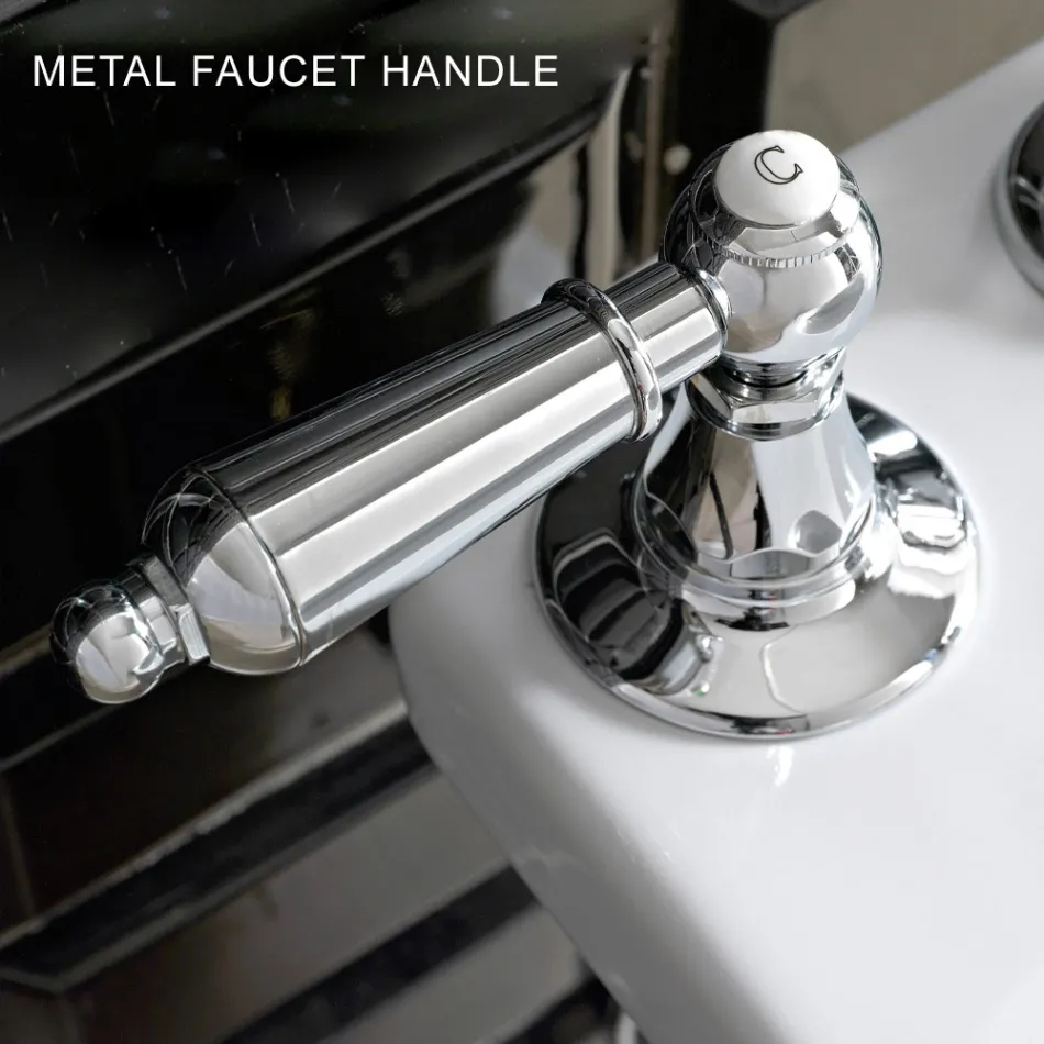 3-gats wastafelmengkraan met klassieke hendels in handgemaakt messing - Noriana Viadurini