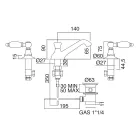 3-gats wastafelmengkraan met klassieke hendels in handgemaakt messing - Noriana Viadurini