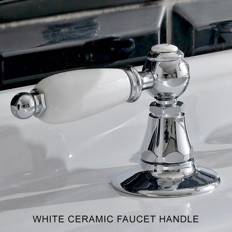 3-gats wastafelmengkraan met messing afvoer Klassieke handgemaakte stijl - Noriana Viadurini