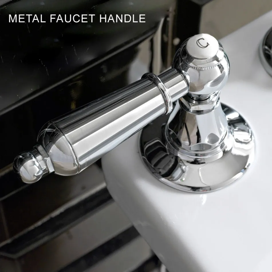 3-gats wastafelmengkraan met messing afvoer Klassieke handgemaakte stijl - Noriana Viadurini