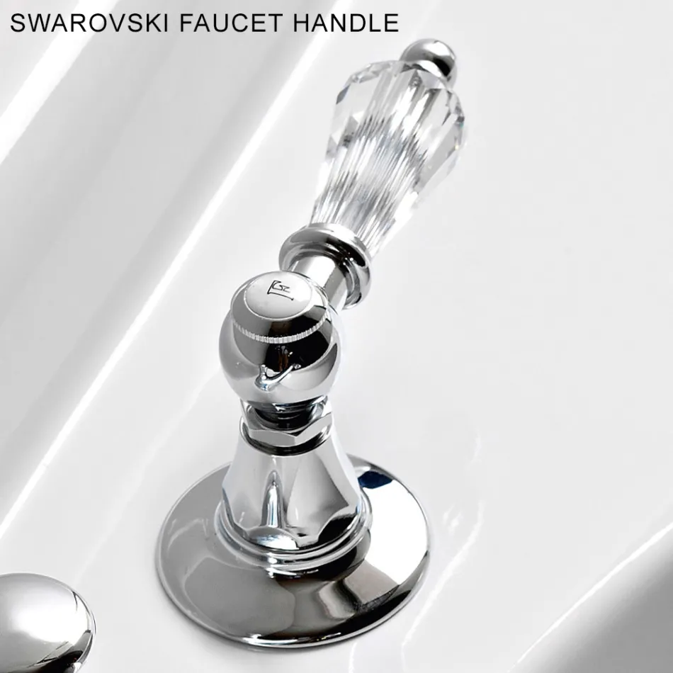 3-gats wastafelmengkraan met messing afvoer Klassieke handgemaakte stijl - Noriana Viadurini