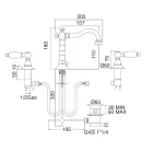 3-gats wastafelmengkraan met messing afvoer Klassieke handgemaakte stijl - Noriana Viadurini