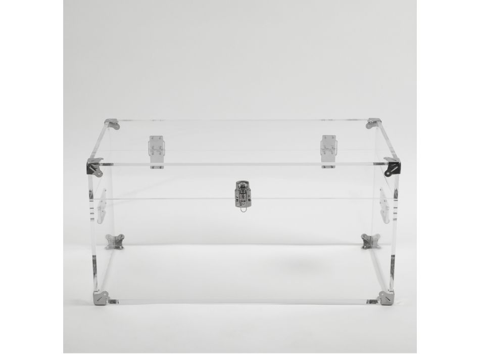 Design koffer van transparant acrylkristal en modern staal - Dante Viadurini