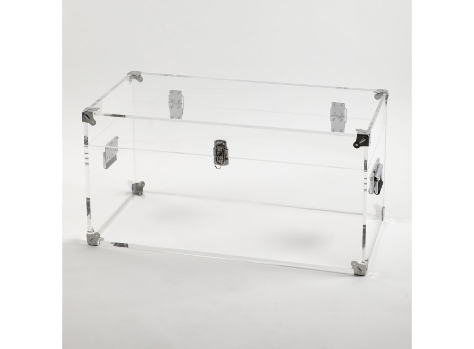Design koffer van transparant acrylkristal en modern staal - Dante Viadurini