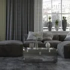 Kofferbak in transparant of gerookt acrylkristal en modern staal - Dante Viadurini