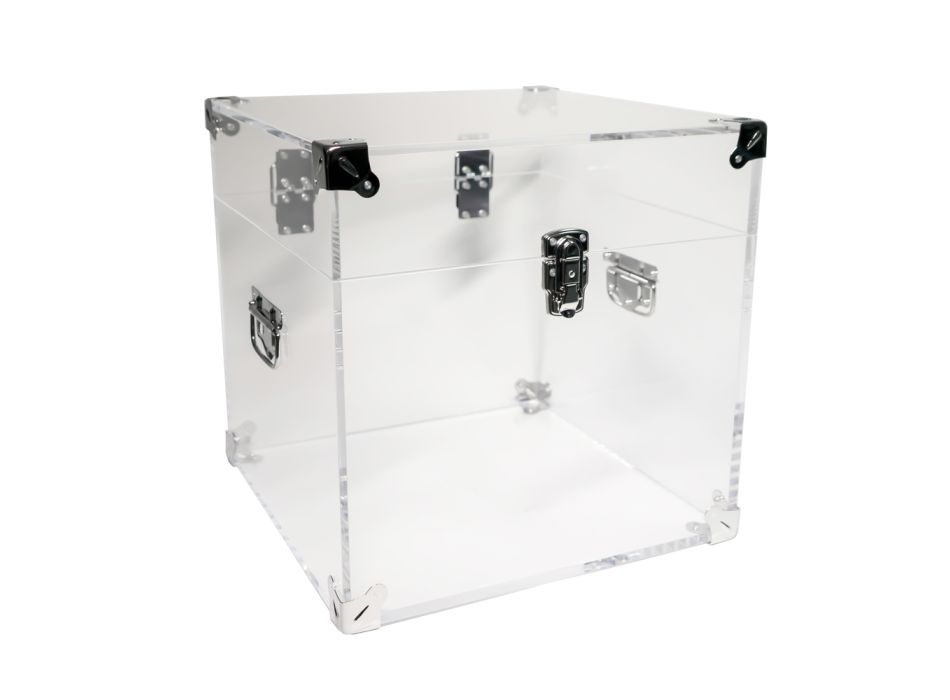 Kofferbak in transparant of gerookt acrylkristal en modern staal - Dante Viadurini