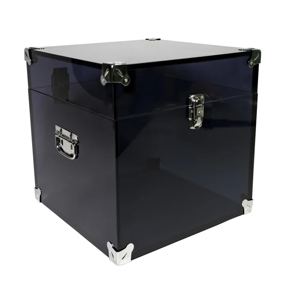 Kofferbak in transparant of gerookt acrylkristal en modern staal - Dante Viadurini