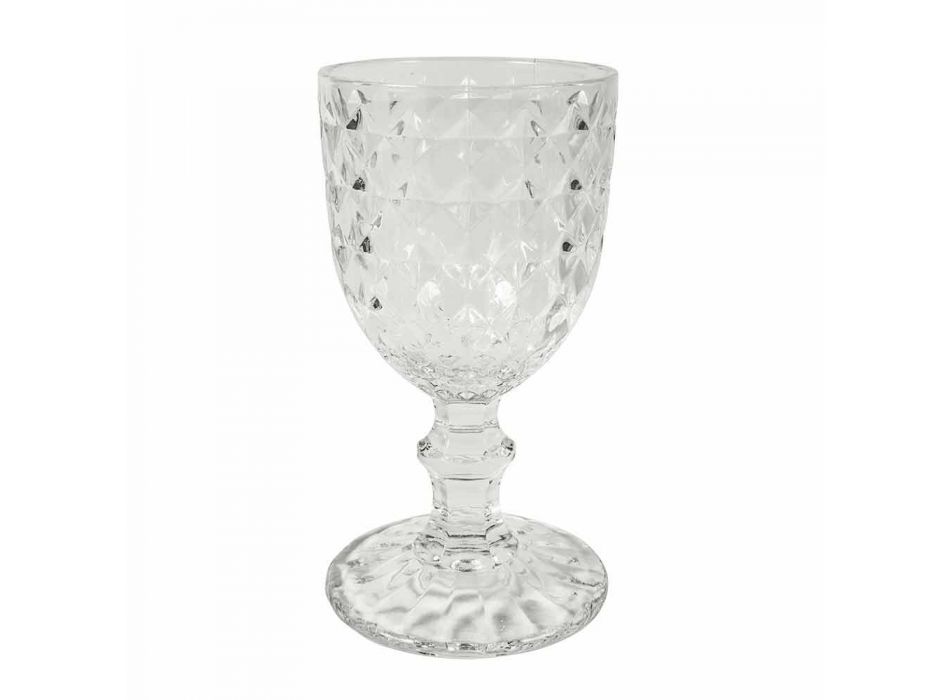 Beker in transparant glas met reliëfdecoratie 12 stuks - Angers Viadurini