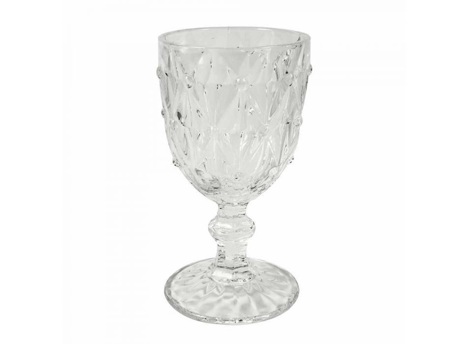 Beker in transparant glas met reliëfdecoratie 12 stuks - Angers