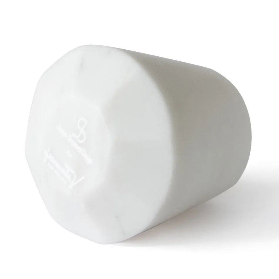 Waterglas in satijnwit Carrara-marmer Italiaans design - Scaglio Viadurini