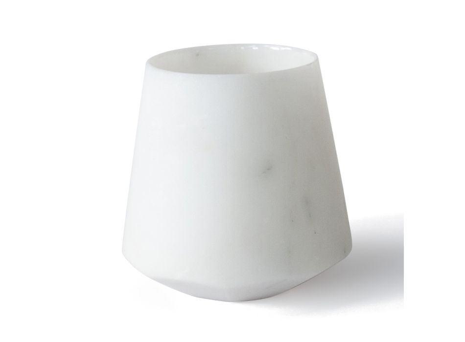 Waterglas in satijnwit Carrara-marmer Italiaans design - Scaglio Viadurini