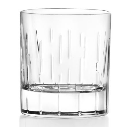 Dof Glas in Eco Kristal met Segmenten, Luxe Lijn 12 Stuks - Monnalisa Viadurini