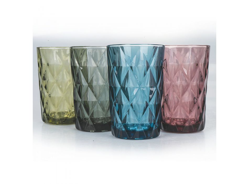 Hoge bekers in gekleurd glas voor drankenservice 12 stuks - Renaissance Viadurini