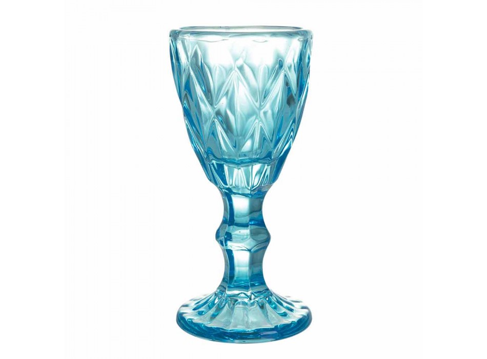 Bekerglazen voor likeur in blauw of amberkleurig glas met kleurverloop, 12 stuks - veelvlak Viadurini