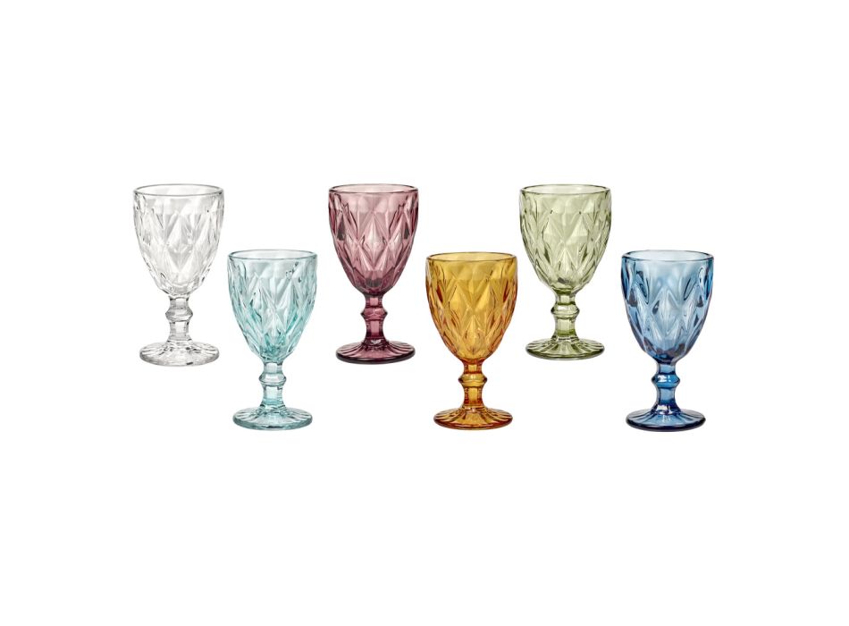 Gekleurde wijnglazen in modern design glas 12 stuks - Timon Viadurini