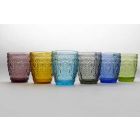 Gedecoreerde en gekleurde glazen waterset 6-delig - Pastel-Palazzo Viadurini